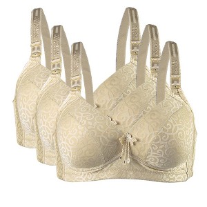 Allegra K Women's Comfortable Soft Stretchy Full Coverage Non-Wired Bra 3 Pcs - 1 of 4