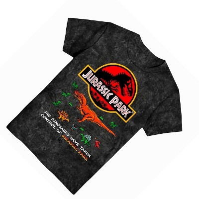Jurassic Park Boys Jurassic Park Dinosaur T-Shirt - Juassic World Classic Movie - 8Bit Dinosaur T-Rex Rawr Tie Dye Shirt (Black Wash, X-Large) — фото 4