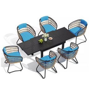 Crestlive Products Modern Aluminum Outdoor Dining sets Expandable Patio Dining Table with arm chairs for 4-10 People Outside - 1 of 4