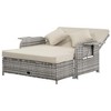 Outsunny Patio Rattan Daybed with Cushions, Wicker Outdoor Bed Lounger w/ Loveseat, Storage Ottoman, Coffee & Side Tables - 4 of 4