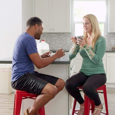Set of 4 Red 24" Metal Stackable Counter Height Bar Stools