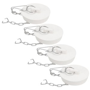 Unique Bargains Rubber Stainless Steel Beaded Chain with Pull Ring Drain Stoppers 4 Pcs - 1 of 4