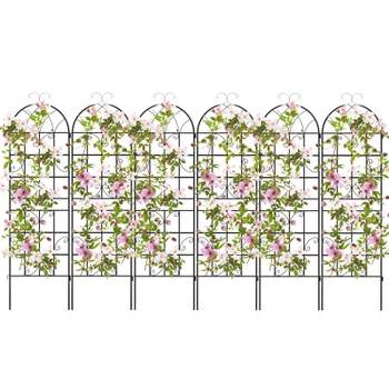 Tangkula Metal Garden Trellis for Climbing Plants 2/4/6 Pack Fence Trellis Panels 71” Tall Retro Style Cucumber Trellis