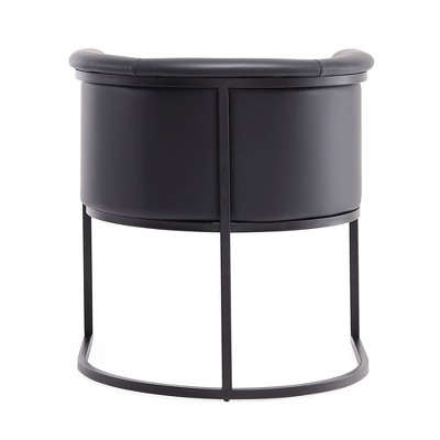 Bali High-Back Black Faux Leather & Metal Arm Chair