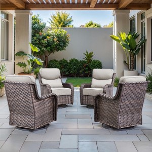 POCASSY Outdoor Swivel Rocker Patio Swivel Chairs Set of 4, 6" Thick Seat Cushions All Weather Swivel Glider Chairs with High Back for Porch - 1 of 4