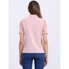 INSPIRE CHIC Women's Bow Tie V Neck Stand Collar Short Mesh Sleeve Blouse - 4 of 4