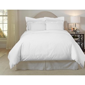 Pointehaven 620 Thread Count 100% Long Staple Cotton Solid Sateen Luxury Duvet Set - 1 of 3