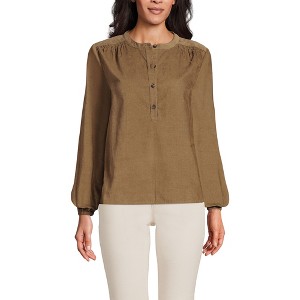 Lands' End Women's Pinwale Cord Smocked Popover Shirt - 1 of 3