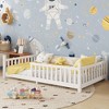NicBex Twin/Full Size House Floor Bed Frame with Fence & Roof & Lights,Modern Toddler Bed for Bedroom,Kids Room,Playrooms - 4 of 4