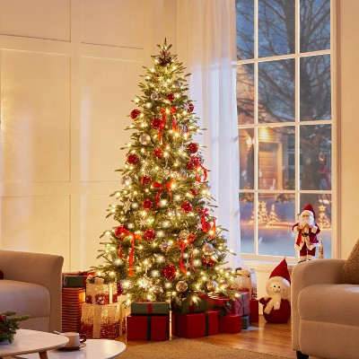 Yaheetech 4.5Ft/6Ft/7.5Ft Pre-Lit Christmas Tree with Multicolor LED Lights