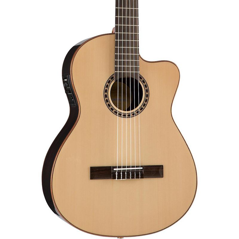 Lucero LFN200SCE Spruce/Rosewood Thinline Acoustic-Electric Classical Guitar Natural, 1 of 7