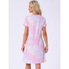 cheibear Women's Soft V-Neck Summer Pajama Lounge Dress with Pockets Nightgowns - 4 of 4