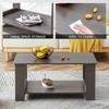 COWLOWN Tea Table, Gray Wood Grain Double Layered Rectangular Coffee Table for Living Room, Bedroom - 4 of 4