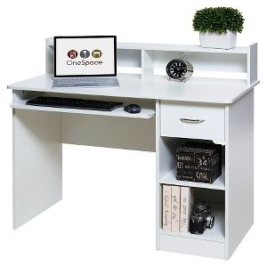 Onespace 50 Ld0101 Essential Computer Desk Hutch Pull Out Keyboard White Target