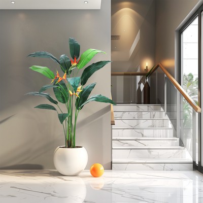 Whizmax Artificial Bird of Paradise Plant 6FT Fake Palm Tree, for Decor Faux Plants for Home Office with 17 Trunks Faux Leaves