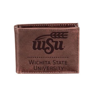 Evergreen NCAA Wichita State Shockers Brown Leather Bifold Wallet Officially Licensed with Gift Box - 1 of 1