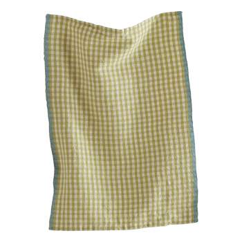 tagltd Linen & Cotton Check Dishtowel Citron Green