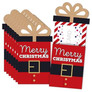 Big Dot of Happiness Jolly Santa Claus - Christmas Party Money and Gift Card Sleeves - Nifty Gifty Card Holders - 8 Ct