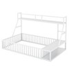 CAVINAS Twin/Full Size Metal Bed Frame with Safety Fence & Storage Shelves&Desk,Modern Floor Bed for Kids Room,Playroom - 4 of 4