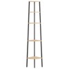 vidaXL 5-Tier Corner Shelf Light Brown and Black 17.9 in.x12.4 in.x70.9 in. - 3 of 4