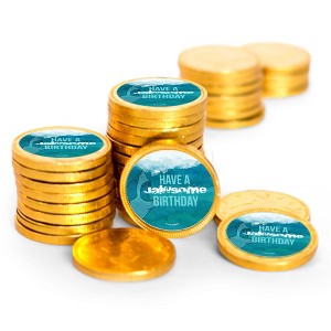 84 Pcs Shark Kid's Birthday Candy Party Favors Chocolate Coins with Gold Foil - 1 of 2