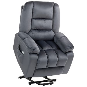 HOMCOM Power Lift Chair, Fabric Vibration Massage Recliner Chair with Heat, Remote Control, and Side Pockets - 1 of 4
