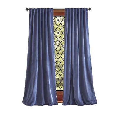 Midnight Navy Velvet Blackout Rod Pocket Curtain Panels, 95"