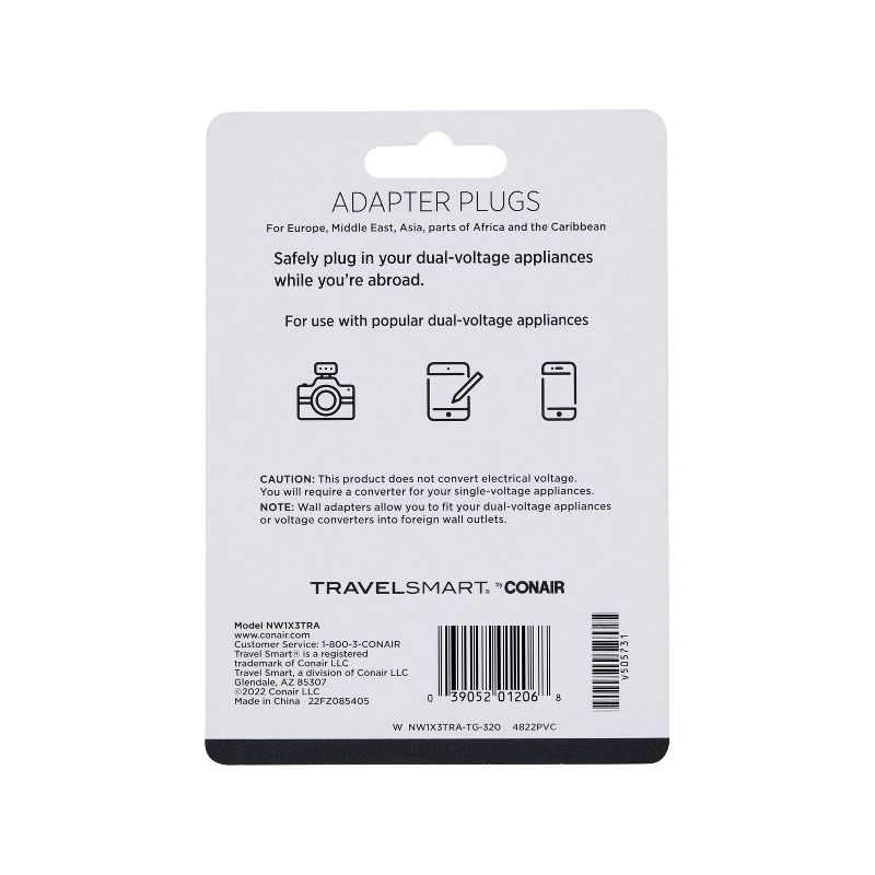 Travel Smart by Conair Continental Adapter Plug Set - 3pk, 5 of 6
