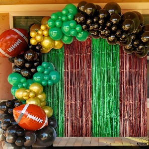 KatchOn, Large 13x8 Ft, Green and Brown Fringe Backdrop - Pack of 4 Football Streamers, Football Party Decorations - 1 of 4