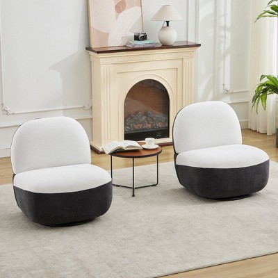 Hyleory Chenille Fabric Upholstered Accent Swivel Chair Armless, Reading Chair for Bedroom Living Room