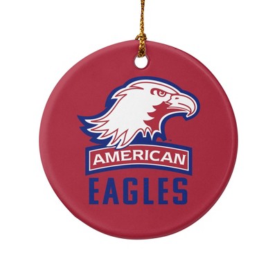 American University Eagles Logo Porcelain Holiday Christmas Tree Ornament