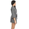 Memoi Women's Luxe Ribbed Open-Front Short Robe Black S-M - 2 of 4
