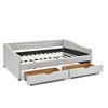Sapphtopaz Daybed with 2 Storage Drawers Upholstered Wood Bed Frame with Button Tufting and Nailhead Design, No Box Spring Needed - 3 of 4