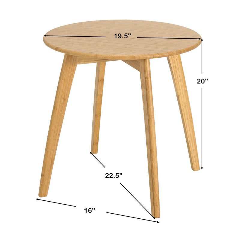 Costway Natural Round End Table Modern Stylish Side Table w/ 20'' Round Tabletop, 3 of 11