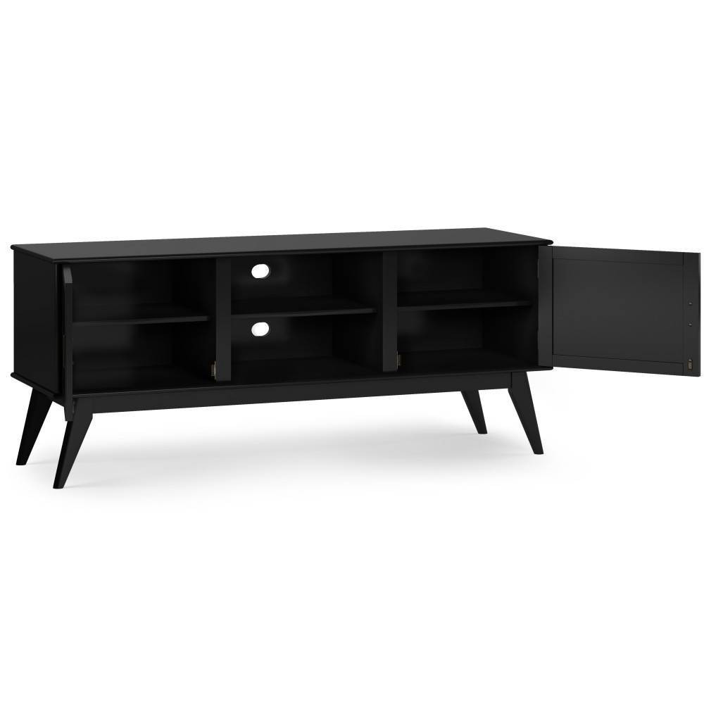 Photos - Display Cabinet / Bookcase Tierney Mid-Century Low TV Stand for TVs up to 65" Black - WyndenHall: Rub