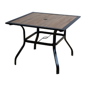 Kozyard Outdoor Patio Dining Table Woodgrain-Look Frame Powder Coated Table with Umbrella Hole for Backyard Patio Dining - 1 of 4