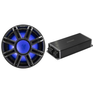 Kicker Marine KPX500.1 Powersports Amp & 12" 4 Ohm Premium Marine Subwoofer (Charcoal Grill ) - 1 of 4