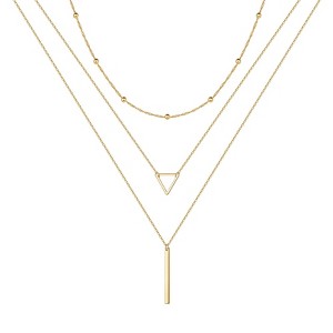 Turandoss Layered Necklaces for Women - 14K Gold Plated Bar Pearls Coin Disc, Adjustable Dainty Choker - 1 of 4