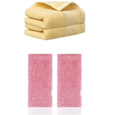 REGALWOVEN 4 Pcs Solid Soft Absorbent Hand Towel Set for Bathroom, Camping, Gym