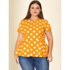 Agnes Orinda Women's Plus Size Polka Dots Fashion Workout Elegant Short Sleeves Peplum Top - 3 of 4