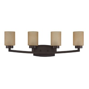 Luminance Hadley Four Light Vanity, Amber Glass, Provincial Bronze Finish - 1 of 3