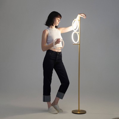 Saturn Antique Brass 66" Kids' 3-Way Dimming LED Floor Lamp