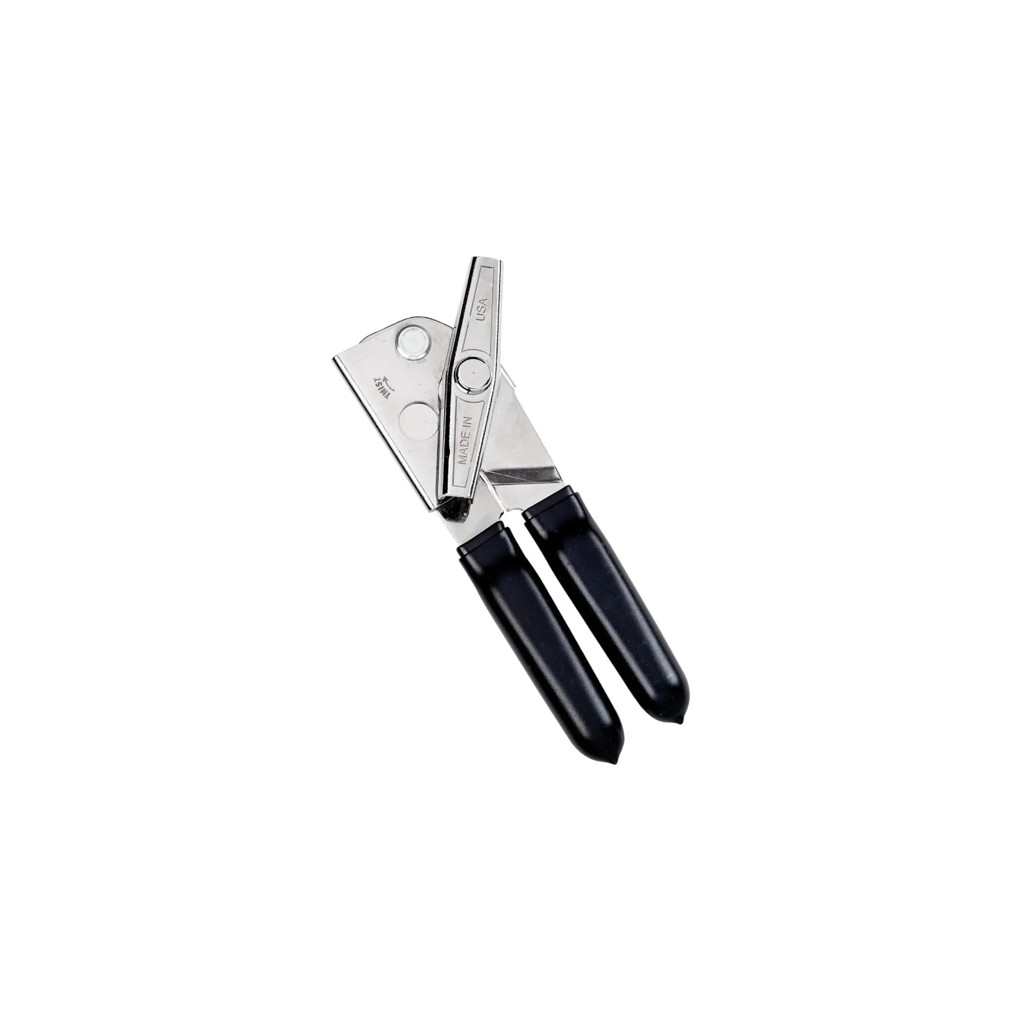 EZ-DUZ-IT Deluxe Can Opener with Black Grips - Sharped Carbon Steel Cutter for Smooth & Easy Operation
