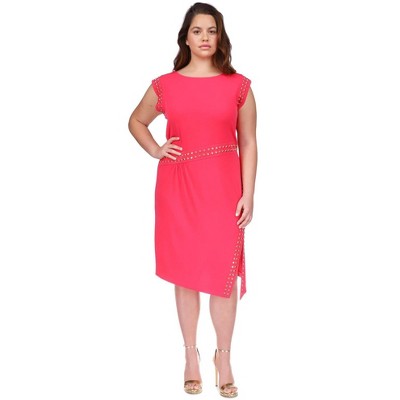 Michael Kors Womens Studded Side Slit Midi Dress