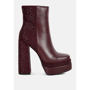 Dryday Diamante Zip Up Block Heel Boots Women - 1 of 4