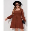 Clearlove Elegant Square Neck Sweater Dress for Women - Plus Size Ribbed Knit Tunic with Long Sleeves - 4 of 4
