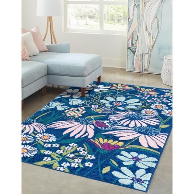 Unique Loom Bloom Daisy Floral Indoor Woven Area Rug