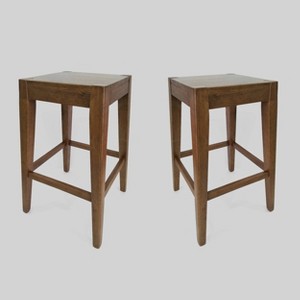 Set of 2 Maybelle Farmhouse Wooden Counter Height Barstools - Christopher Knight Home - 1 of 4