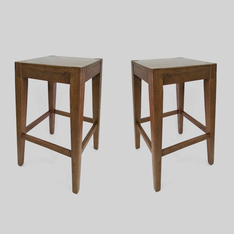Set of 2 Maybelle Farmhouse Wooden Counter Height Barstools - Christopher Knight Home, 1 of 9
