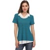 Clearlove Womens Short Sleeve Contrast Mock Neck Collared T-Shirts Flowy Ruffled Patchwork Work Blouse Casual Dressy - 3 of 4